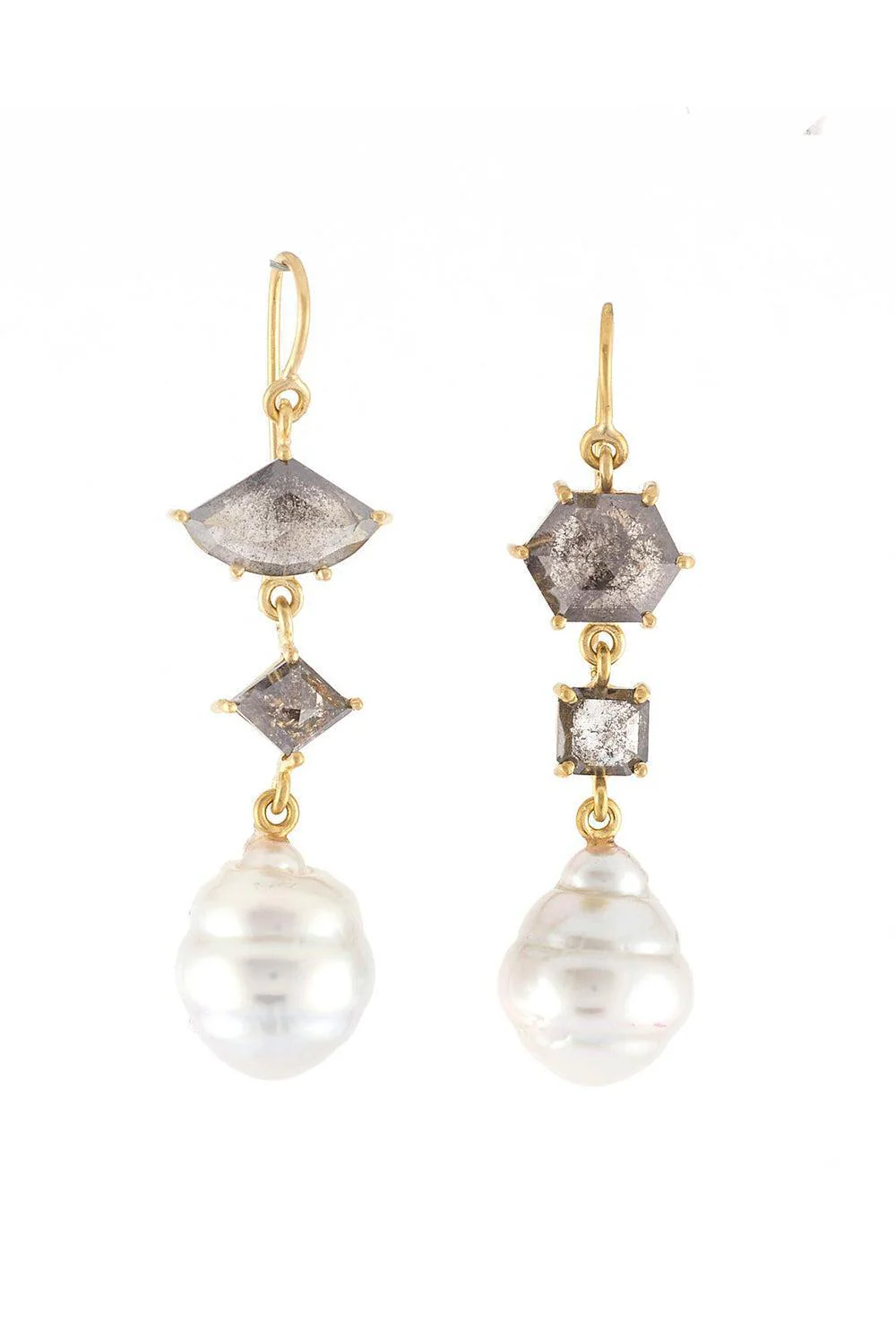 South Sea Pearl Rough Cut Earrings