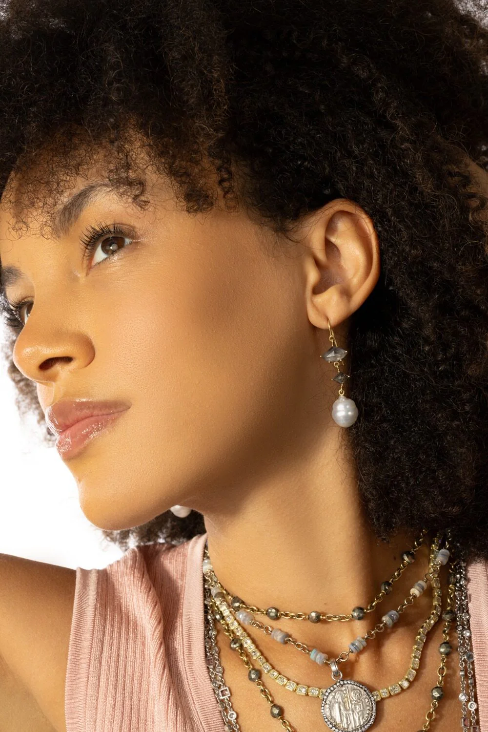 South Sea Pearl Rough Cut Earrings - Image 4