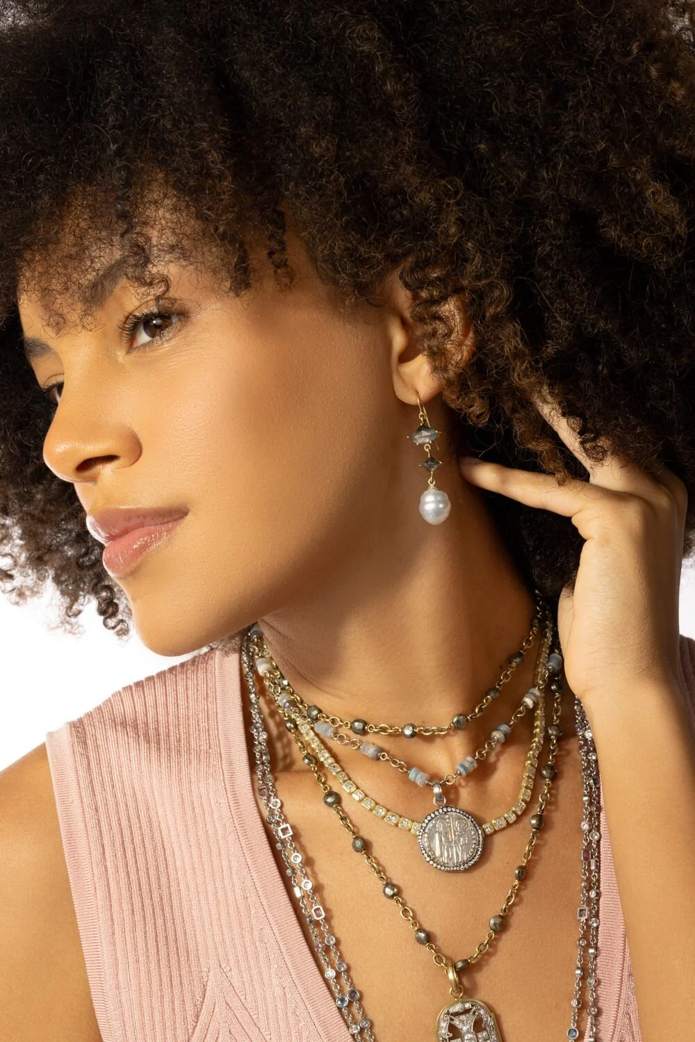 South Sea Pearl Rough Cut Earrings - Image 5
