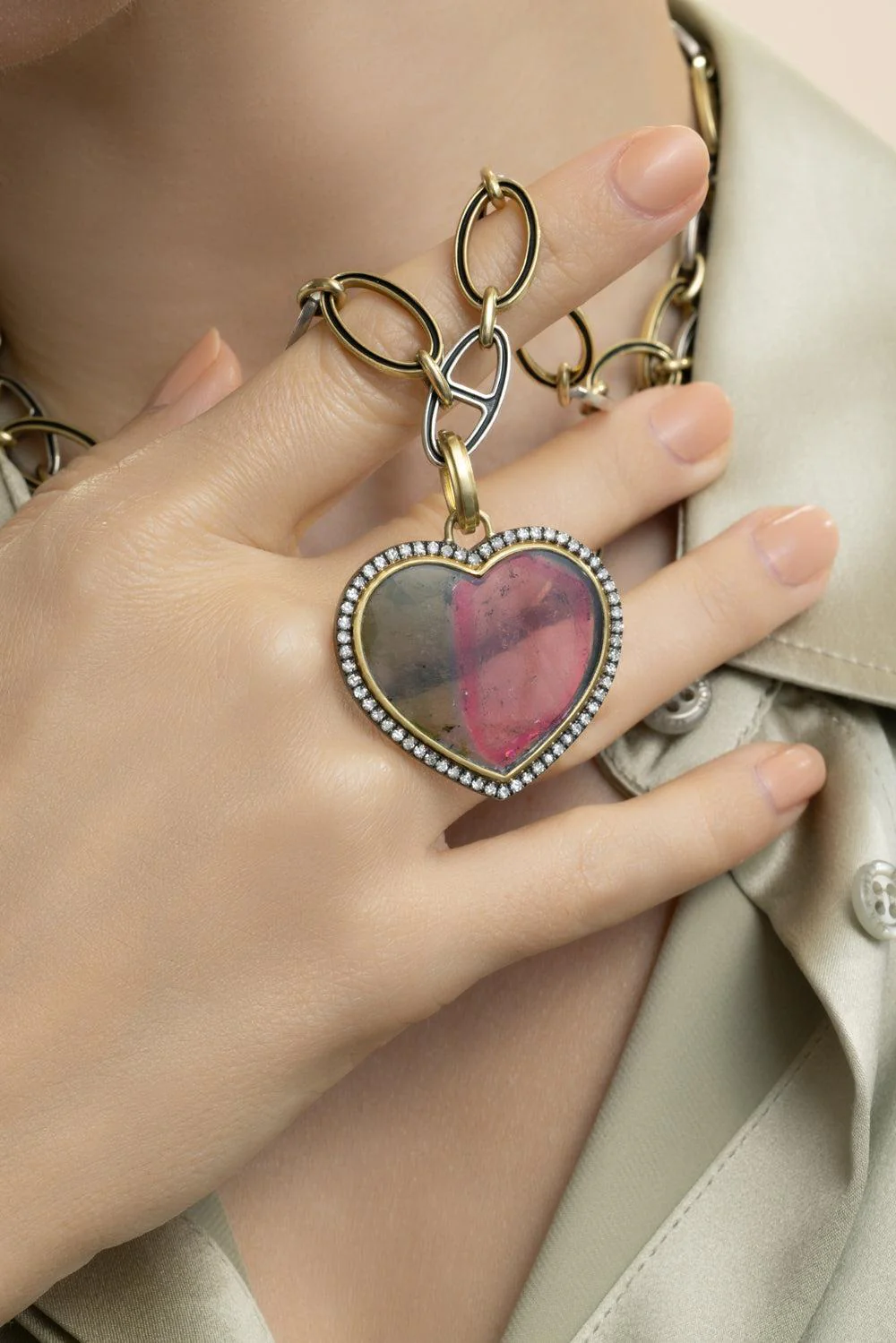 Tourmaline Bicolor Heart Pendant - Image 3