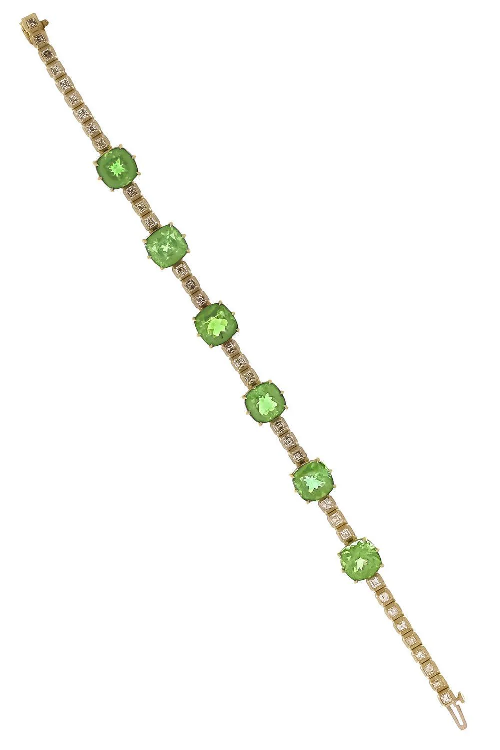 Tourmaline Diamond Cushion Cut Bracelet