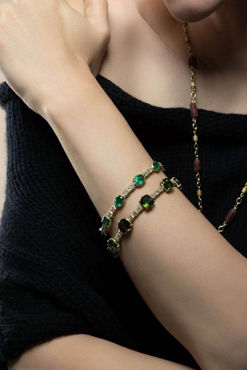Tourmaline Diamond Cushion Cut Bracelet - Image 2