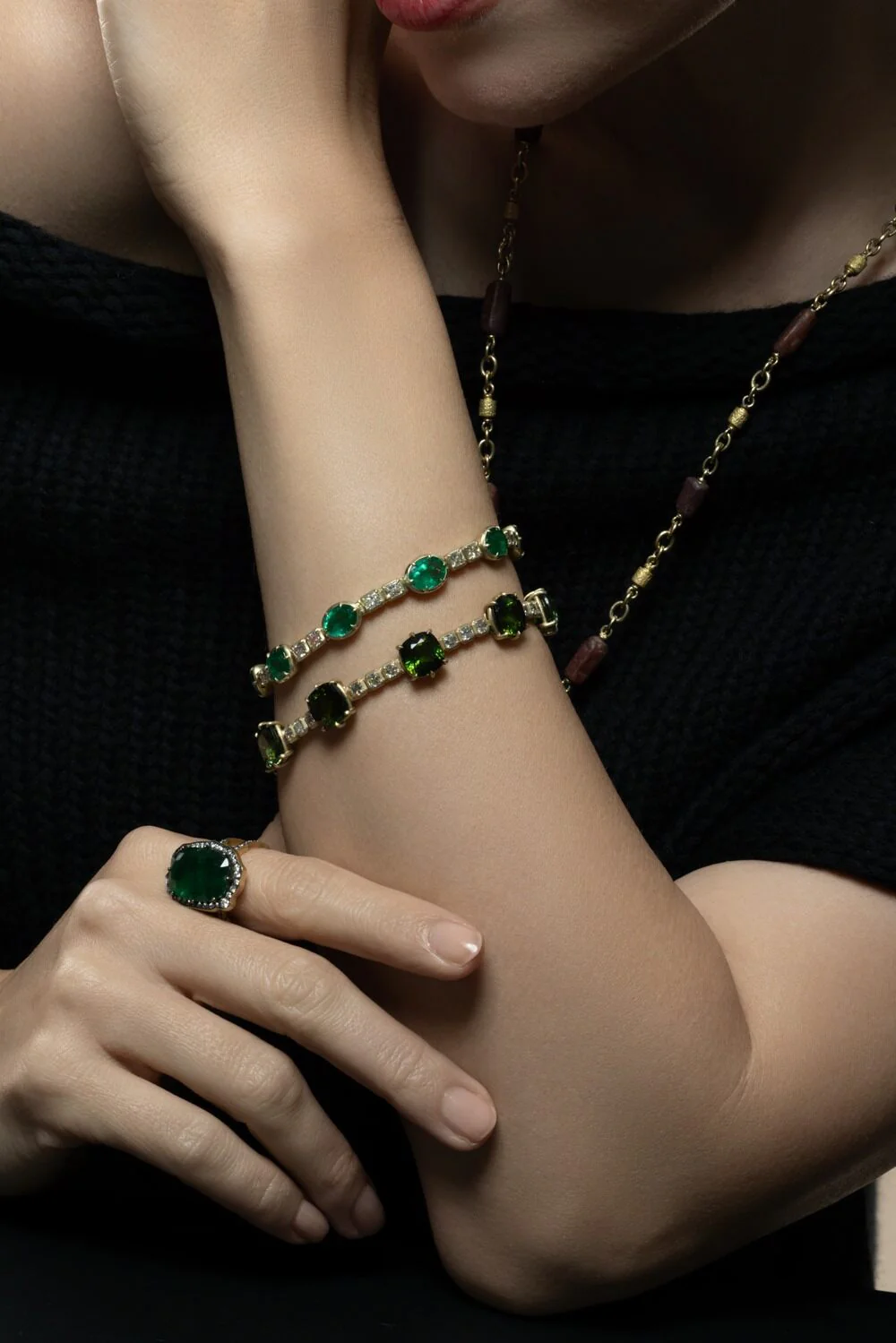 Tourmaline Diamond Cushion Cut Bracelet - Image 3