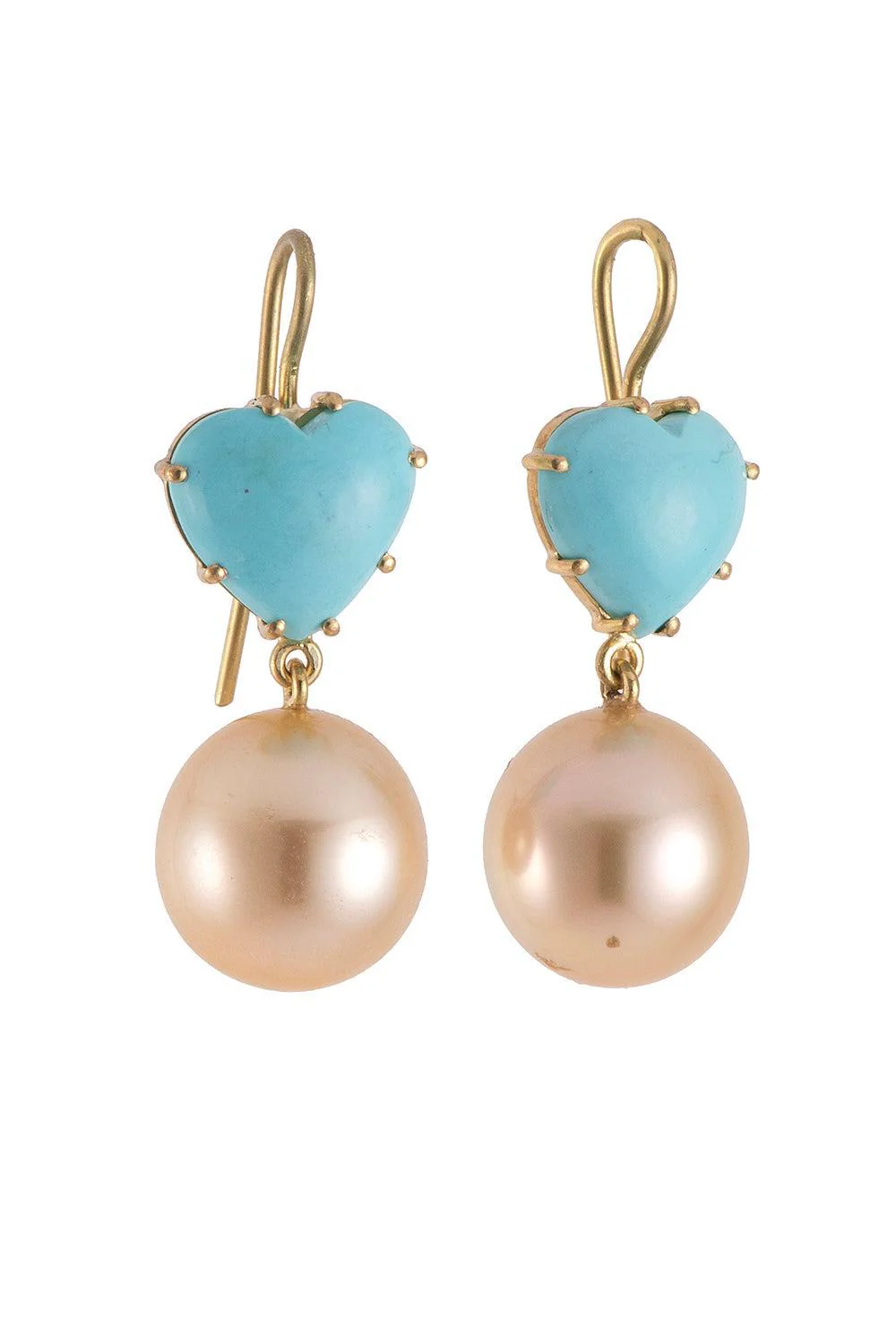 Turquoise Pearl Heart Earrings - Image 5