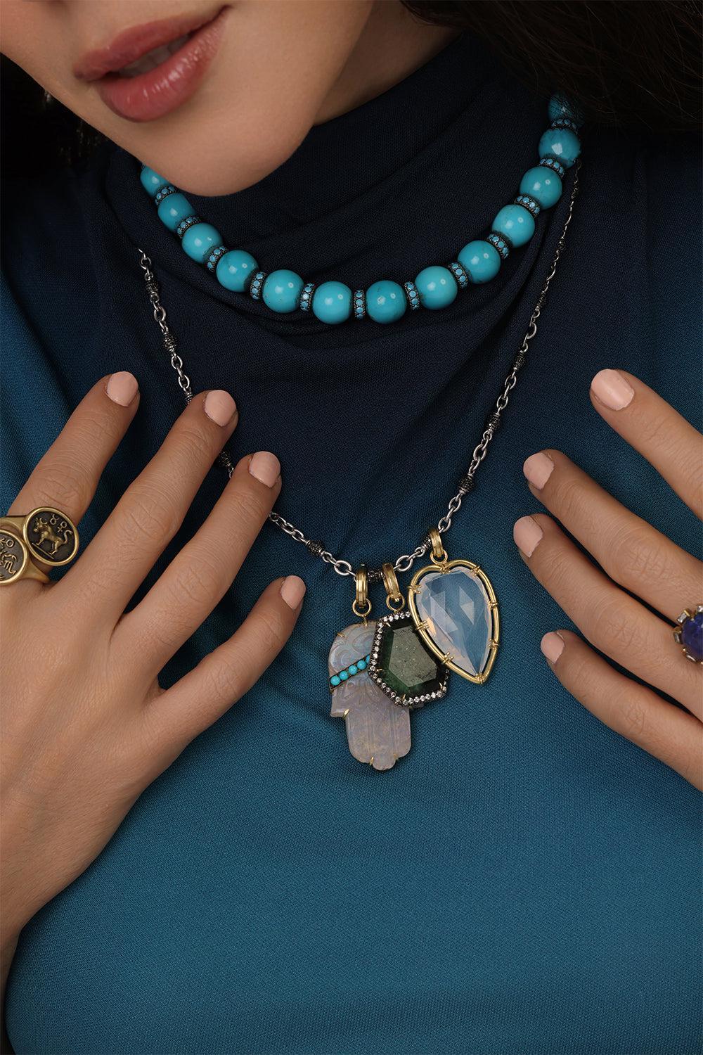 Turquoise Rondell Choker Necklace - Image 2