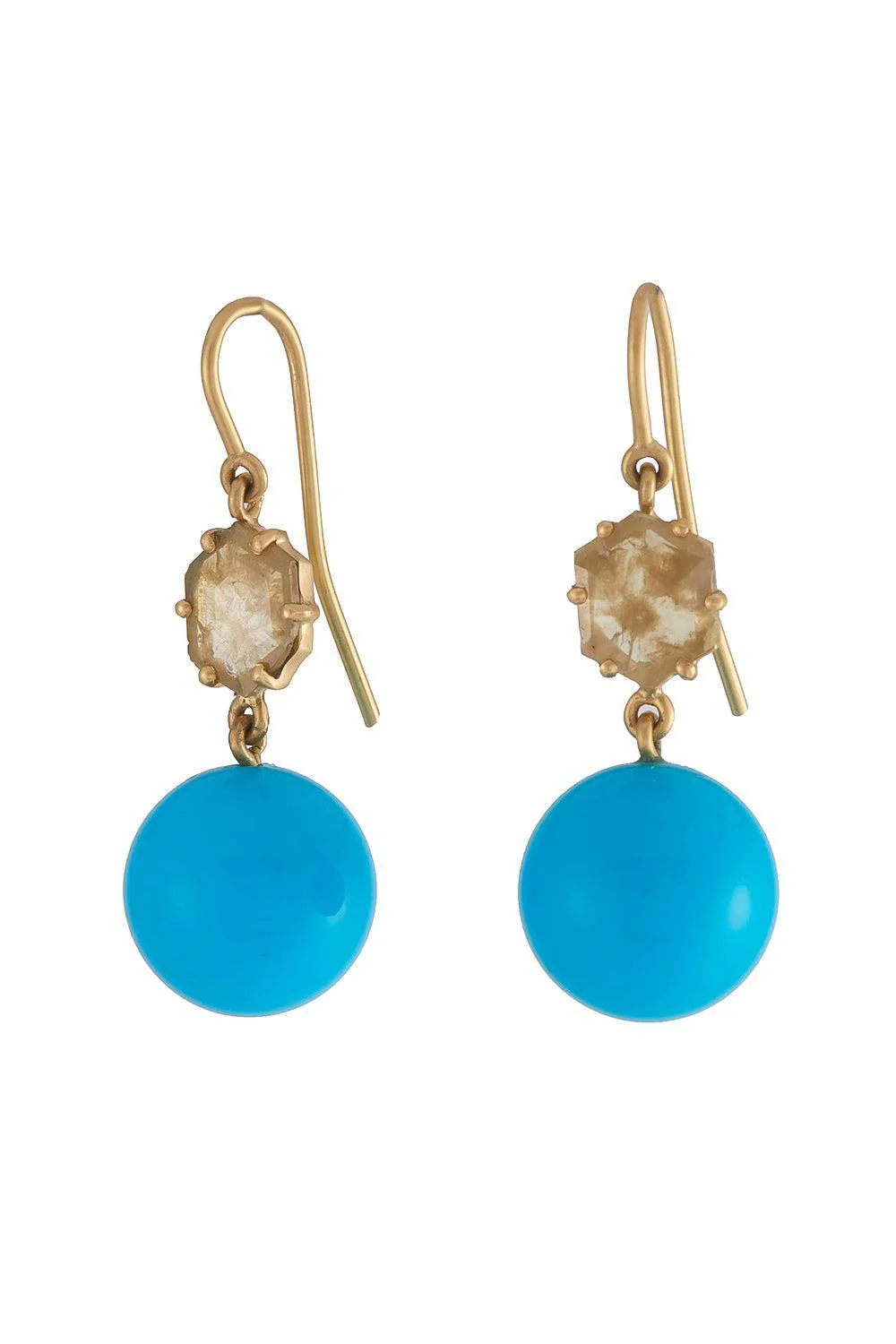 Turquoise Rough Slice Earrings