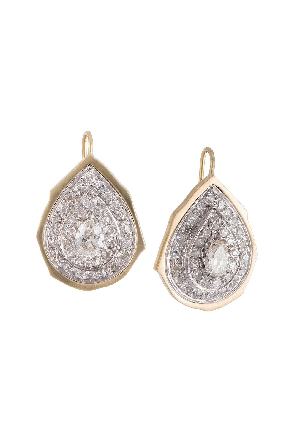 Vintage Pear Diamond Earrings