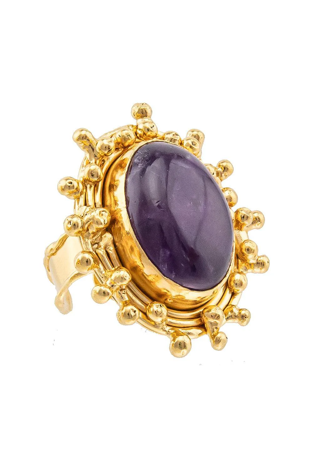 Amethyst Stone Dot Ring
