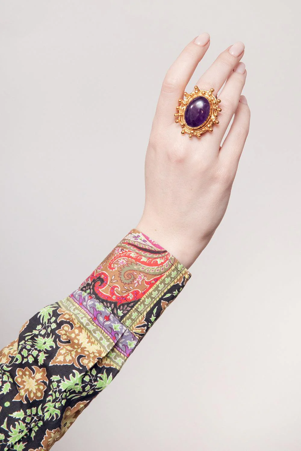 Amethyst Stone Dot Ring - Image 2
