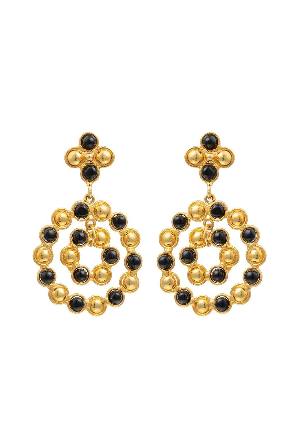 Black Onyx Happy Flower Earrings