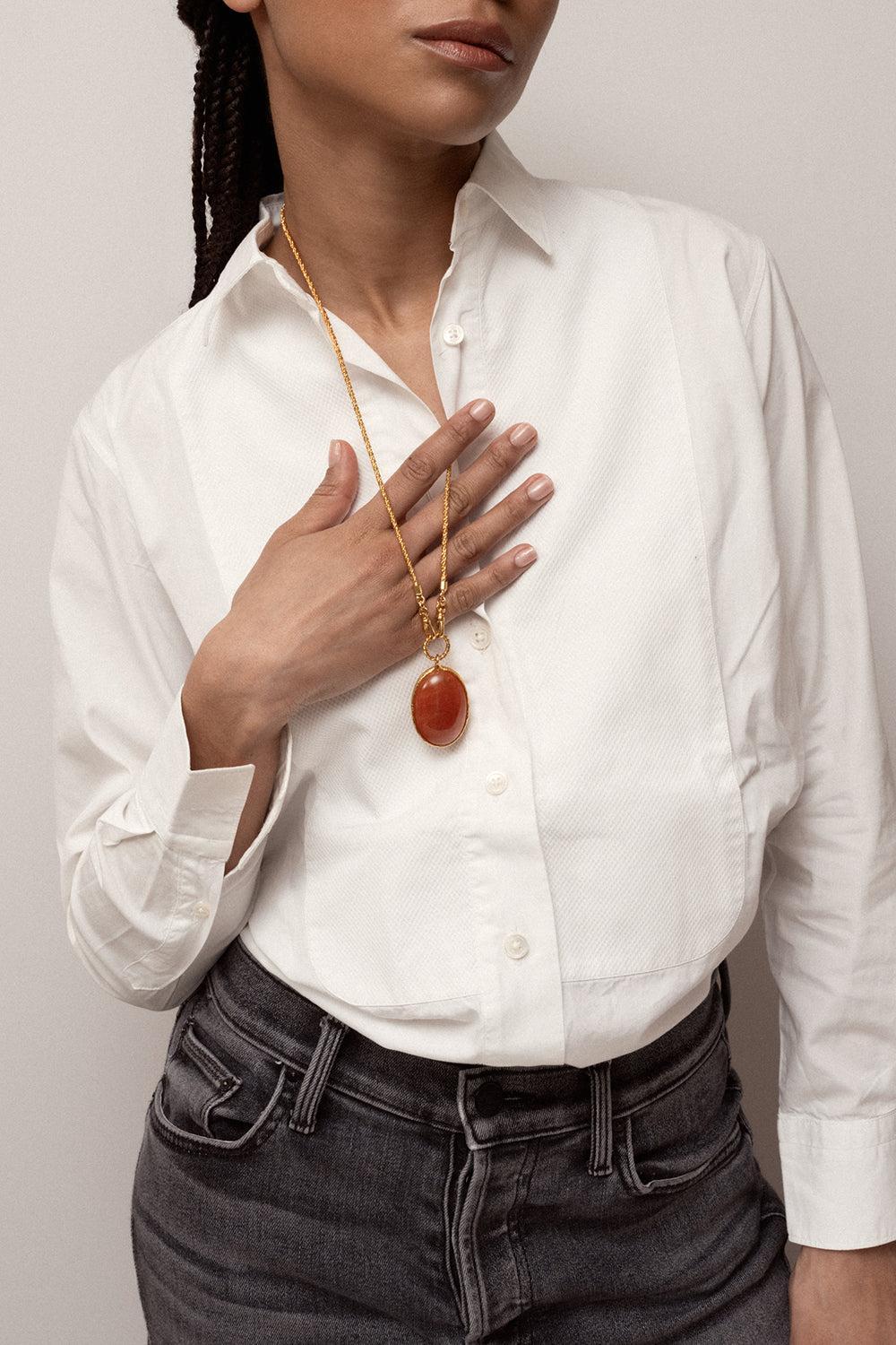Cornaline Angle Skin Pendant Necklace - Image 2