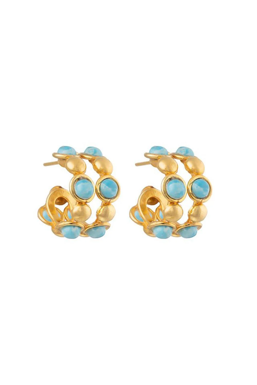 Larimar Mini Creole Double Earrings
