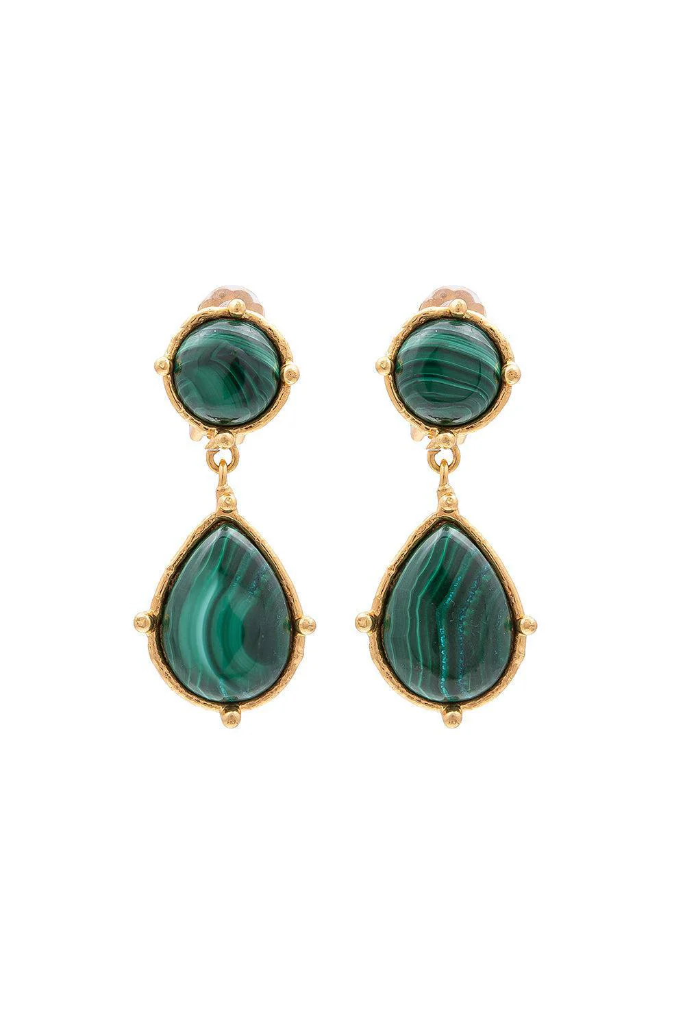 Malachite 2 Pierres Dots Earrings