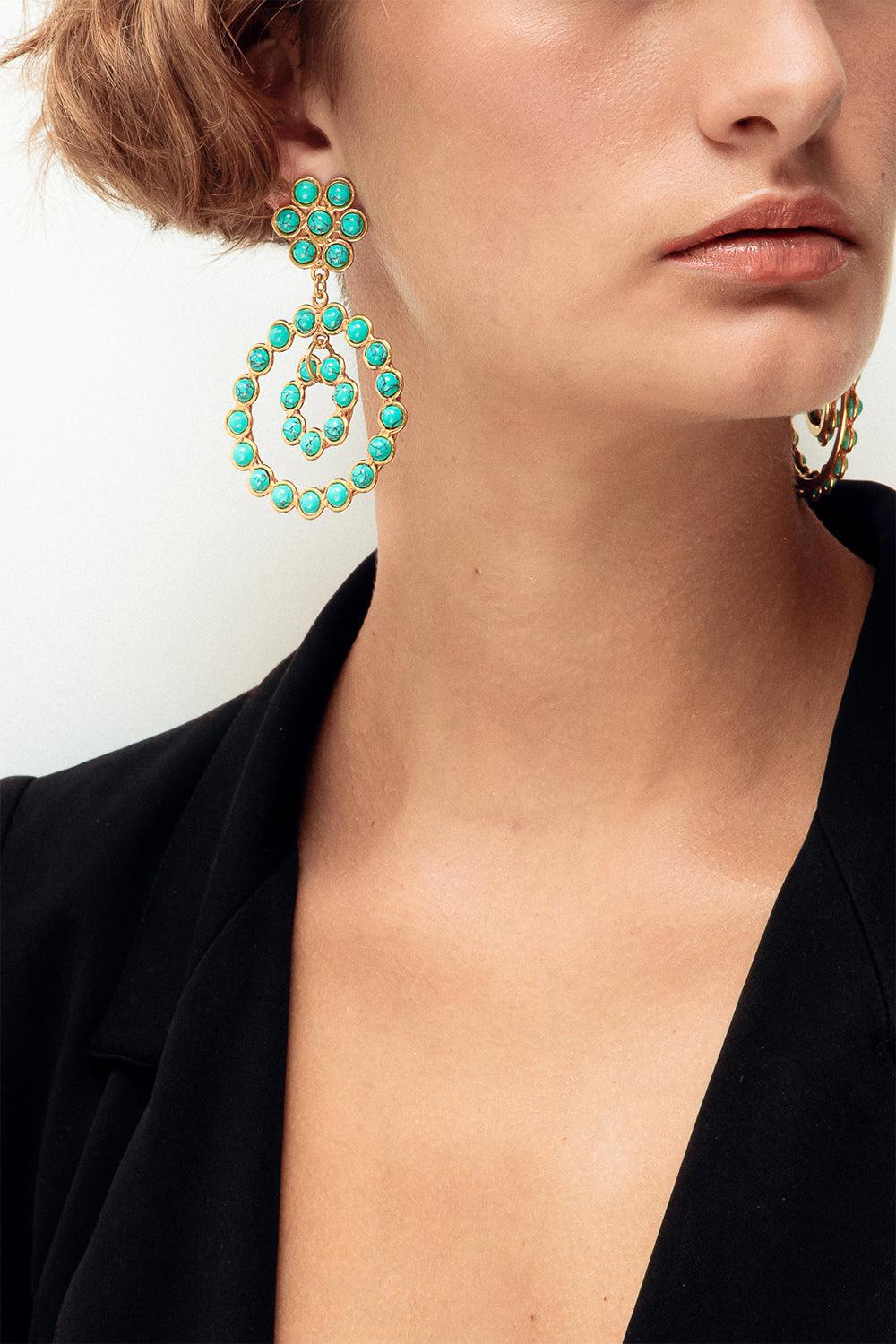 Malachite Happy Flower Earrings - Image 2