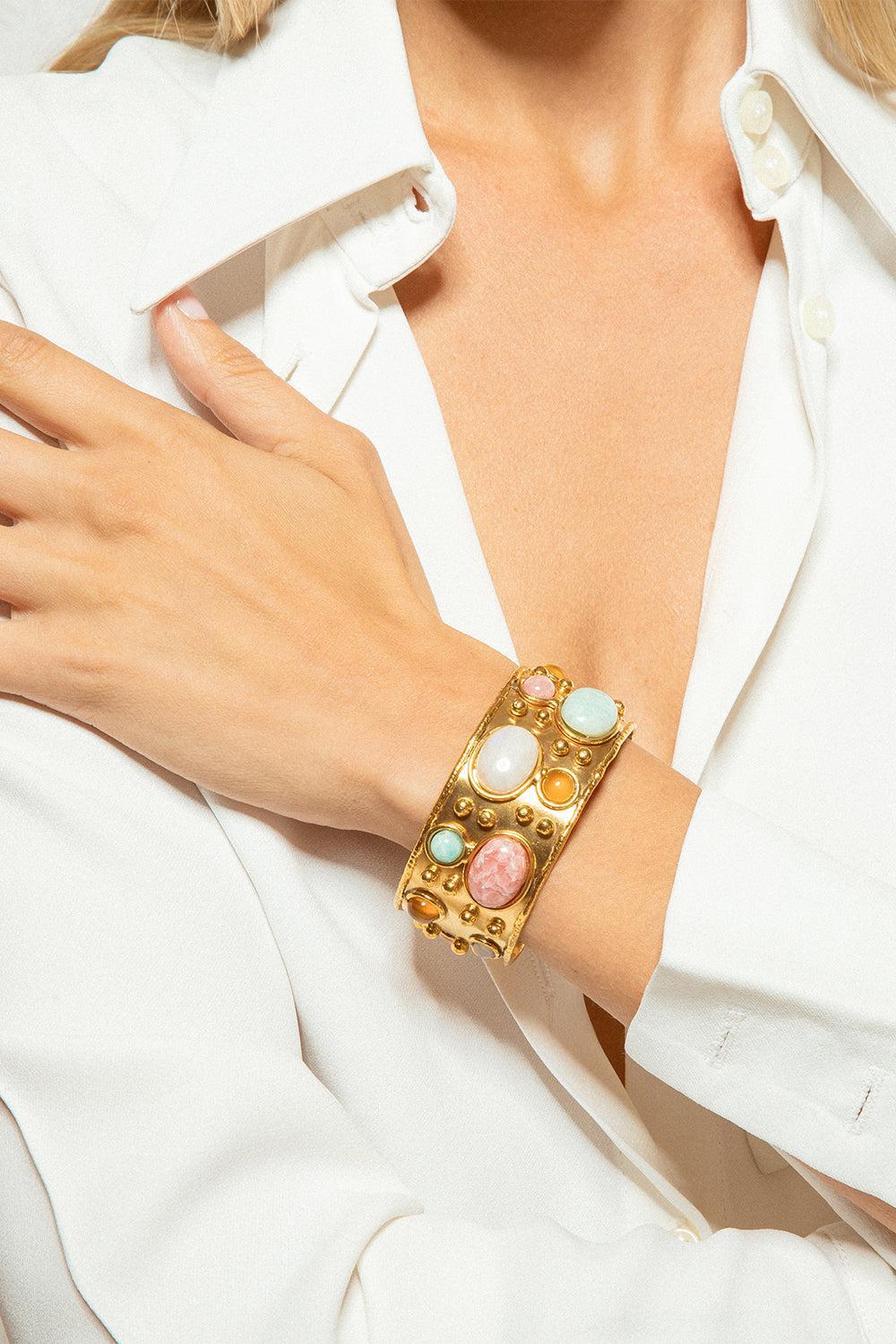 Moonstone Byzantine Cuff Bracelet - Image 2