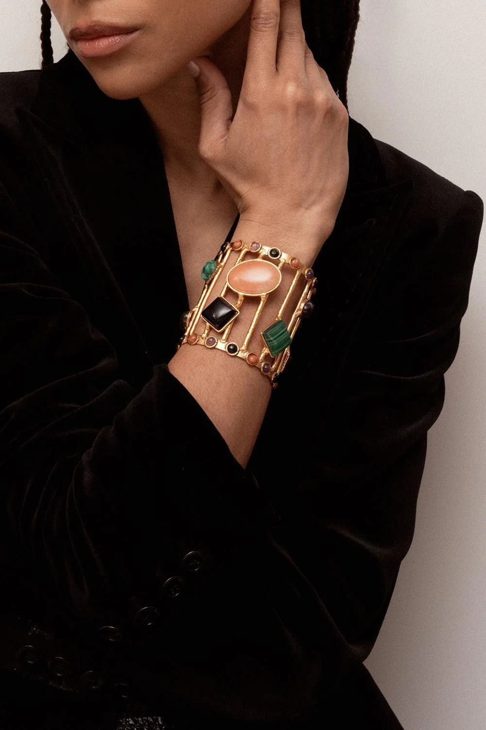 Multi Stone Cage Cuff Bracelet - Image 2