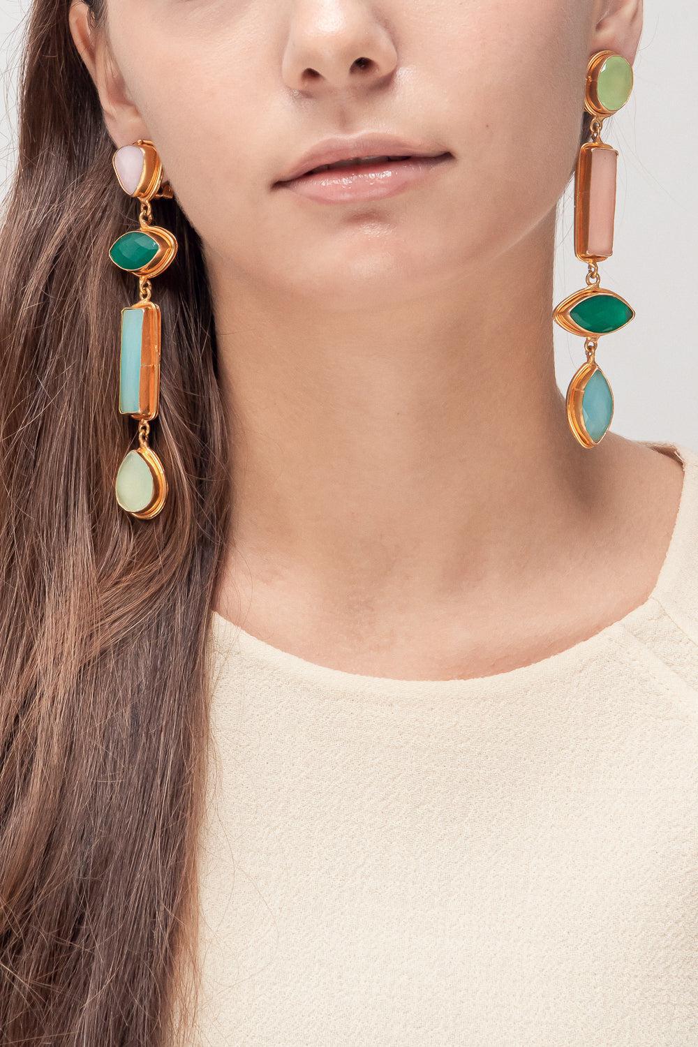 Onyx Quartz Cascade Drop Earrings - Image 2