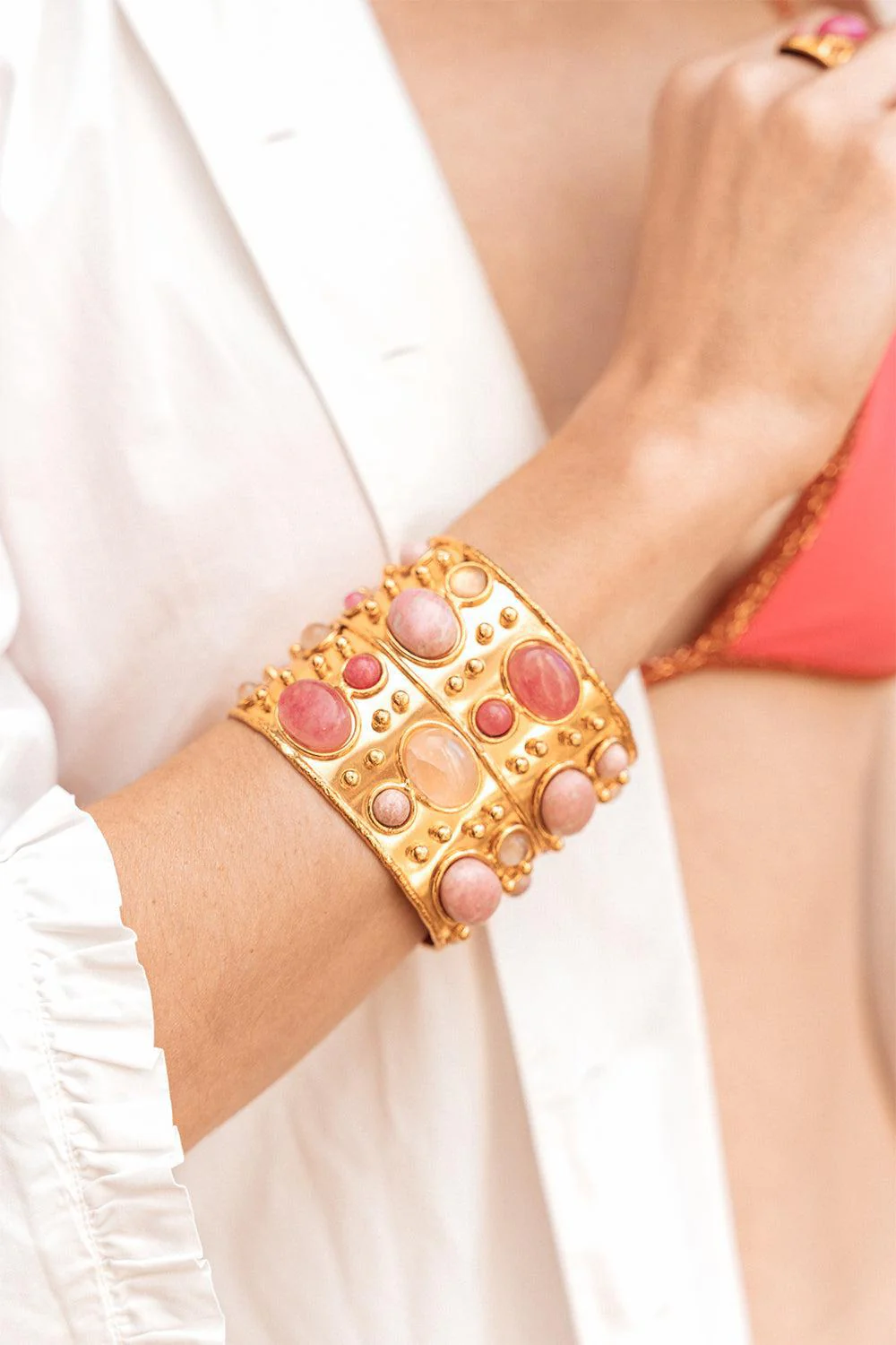 Pink Jade Byzance Cuff Bracelet - Image 2