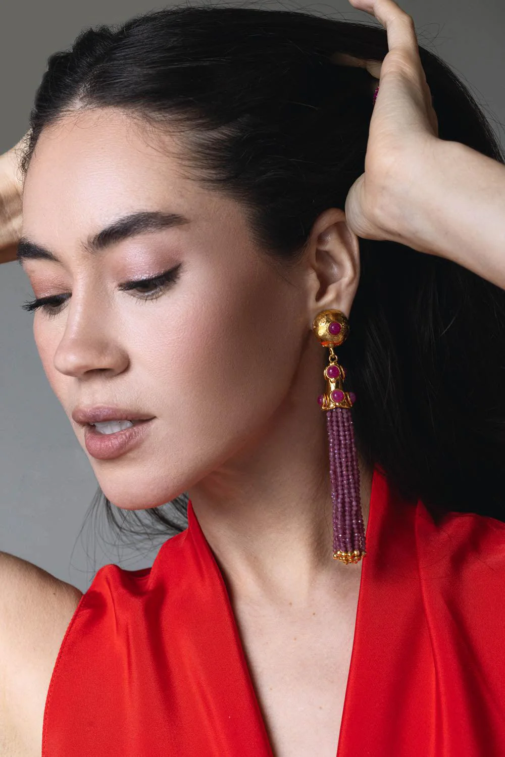 Pink Jade Gio Drop Earrings - Image 3