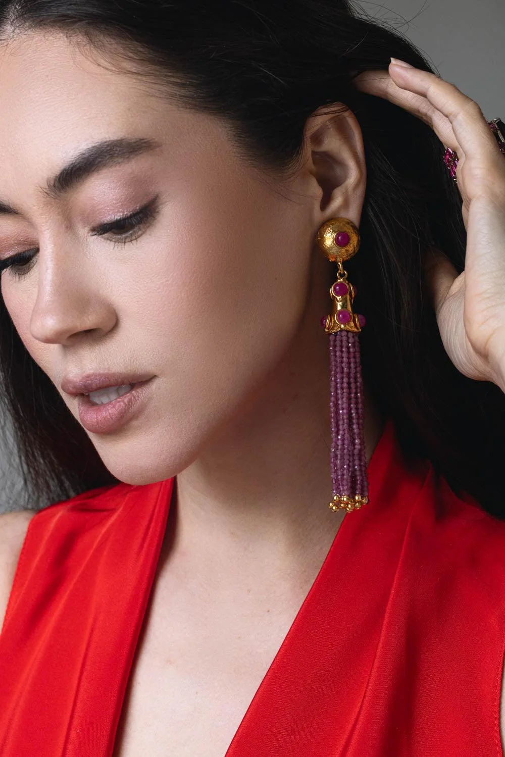 Pink Jade Gio Drop Earrings - Image 4