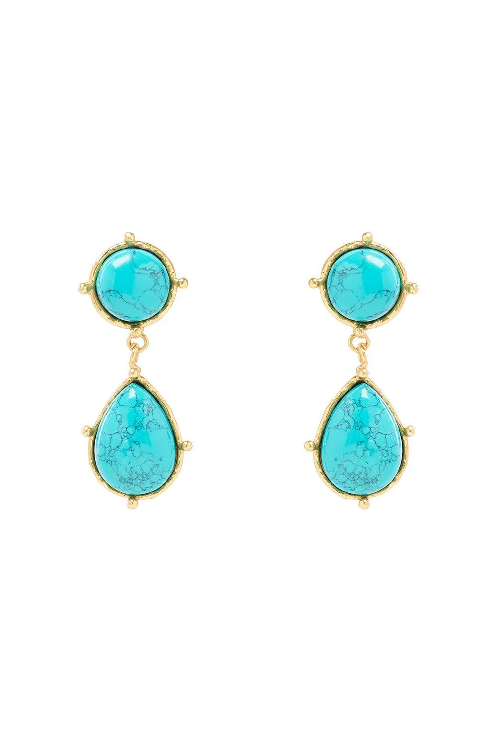 Turquoise 2 Pierres Dots Earrings