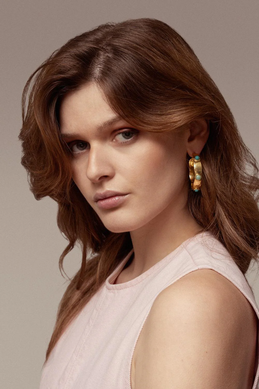 Turquoise Bianca Hoop Earrings - Image 2