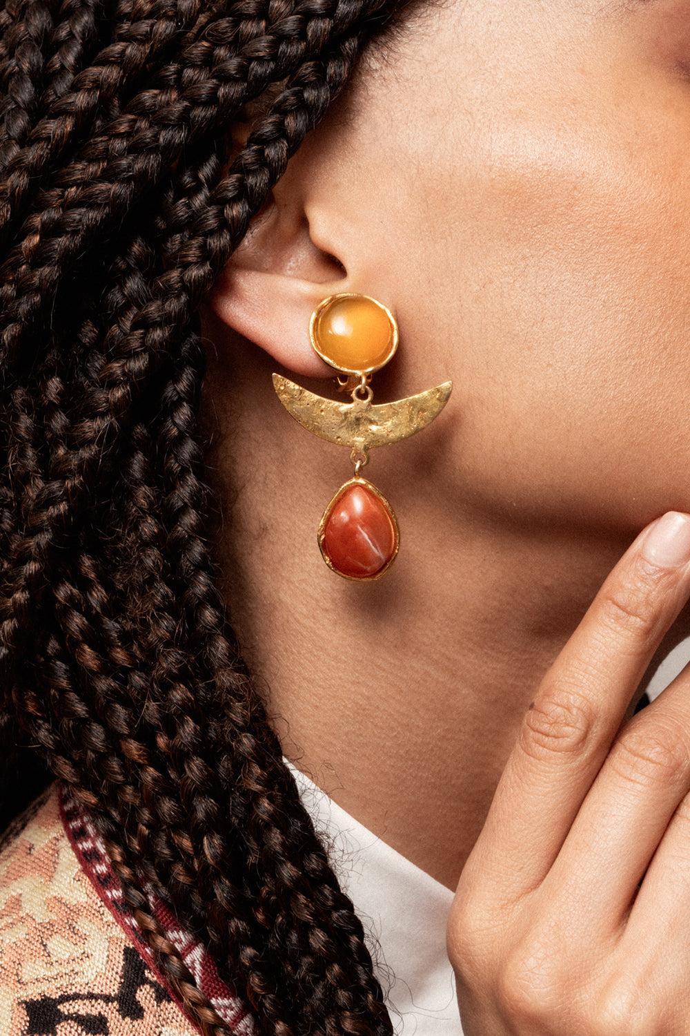 Yellow Onyx Golden Jasper Earrings - Image 2
