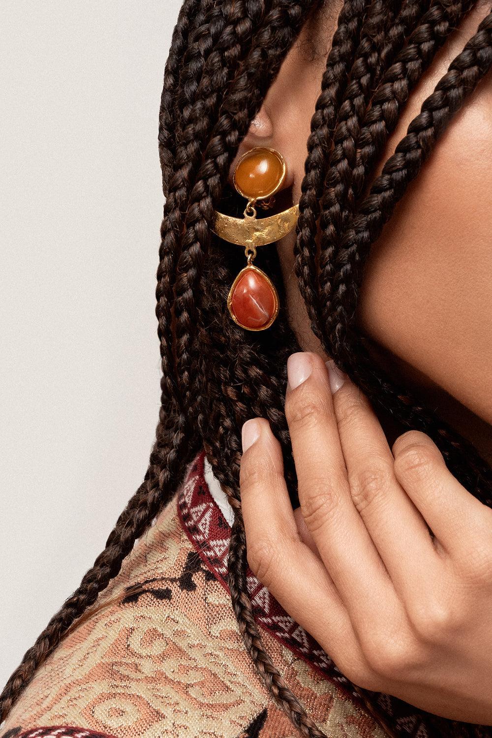 Yellow Onyx Golden Jasper Earrings - Image 3