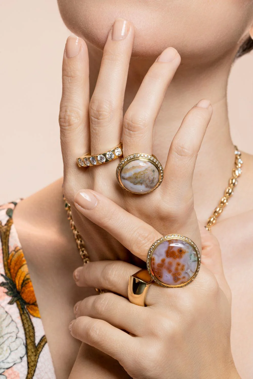 Champagne Diamond Ocean Jasper Large Ring - Image 4
