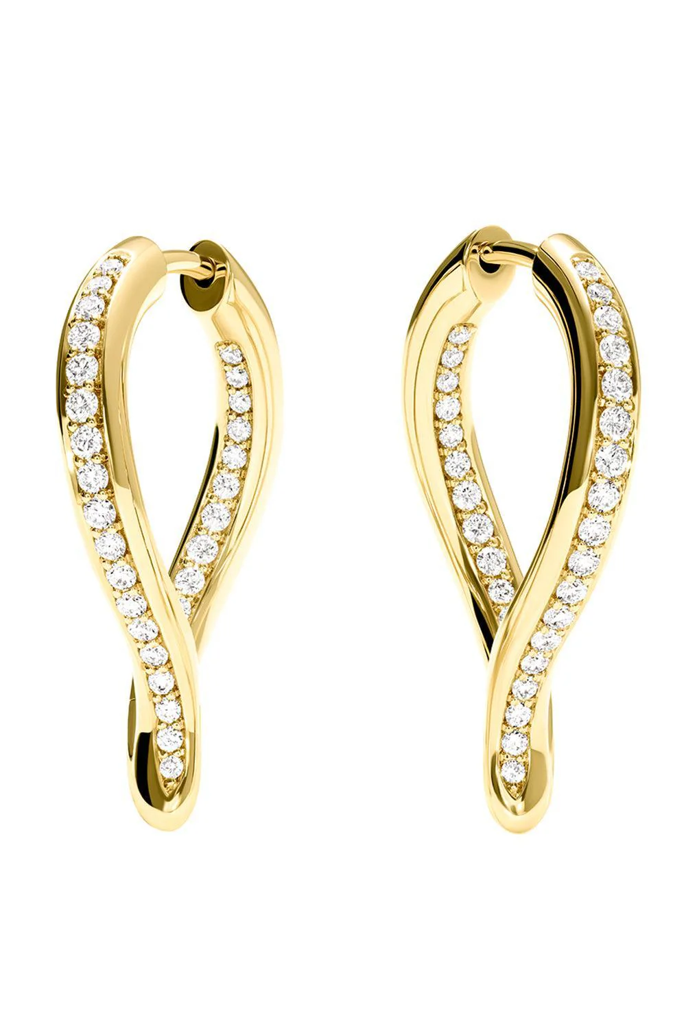 Diamond Signature Twisted Drop Hoop Earrings