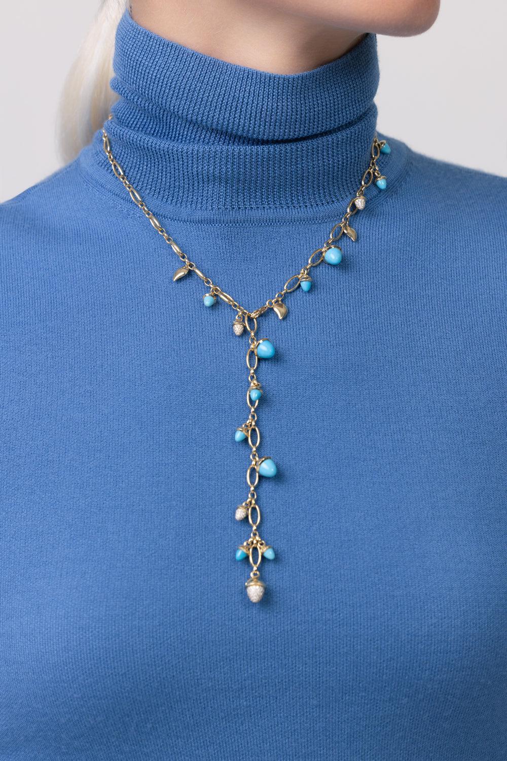 Turquoise Diamond Mikado Necklace - Image 2