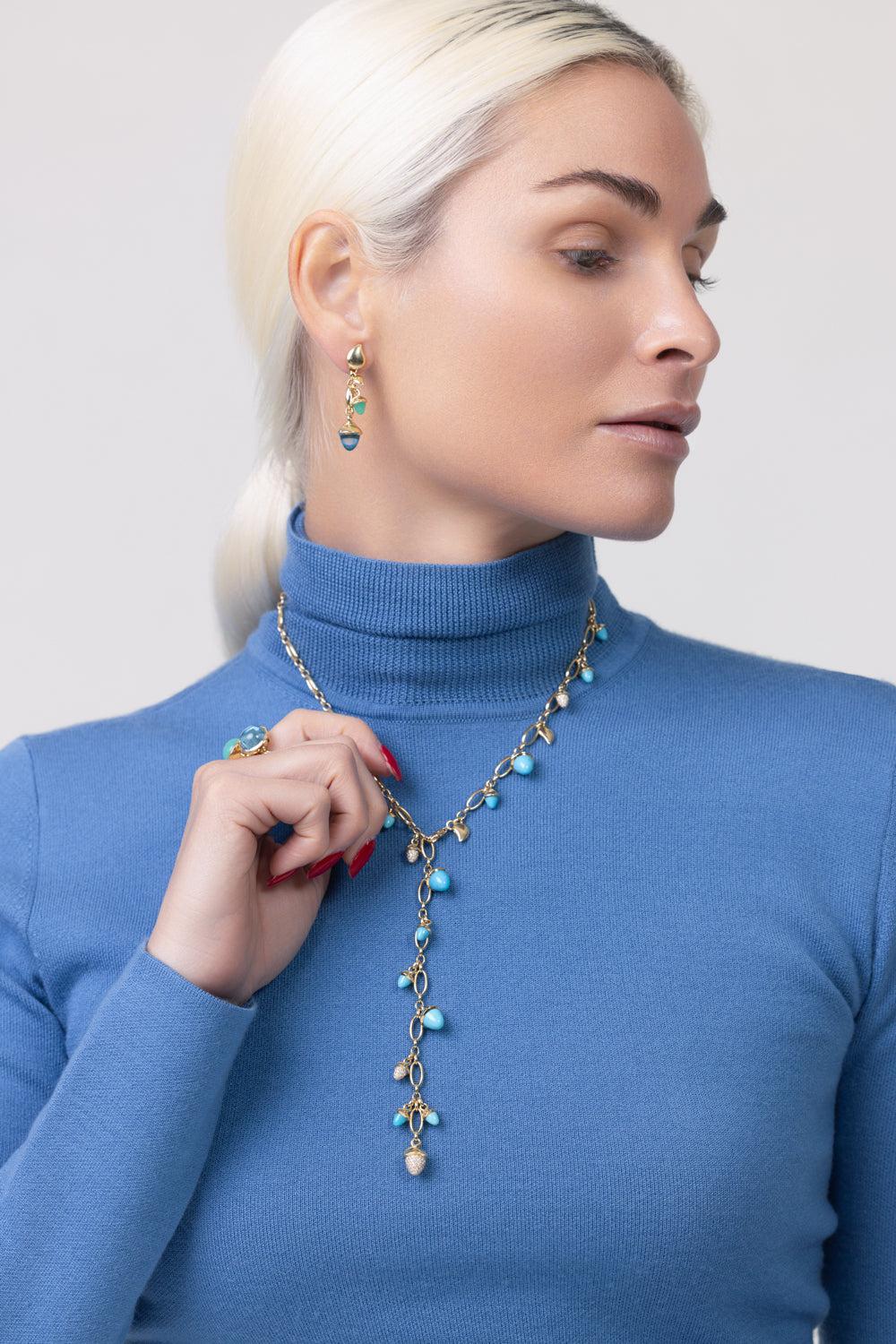 Turquoise Diamond Mikado Necklace - Image 3