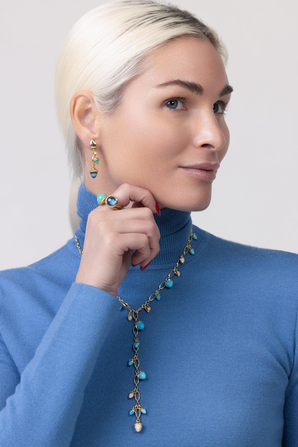 Turquoise Diamond Mikado Necklace - Image 4