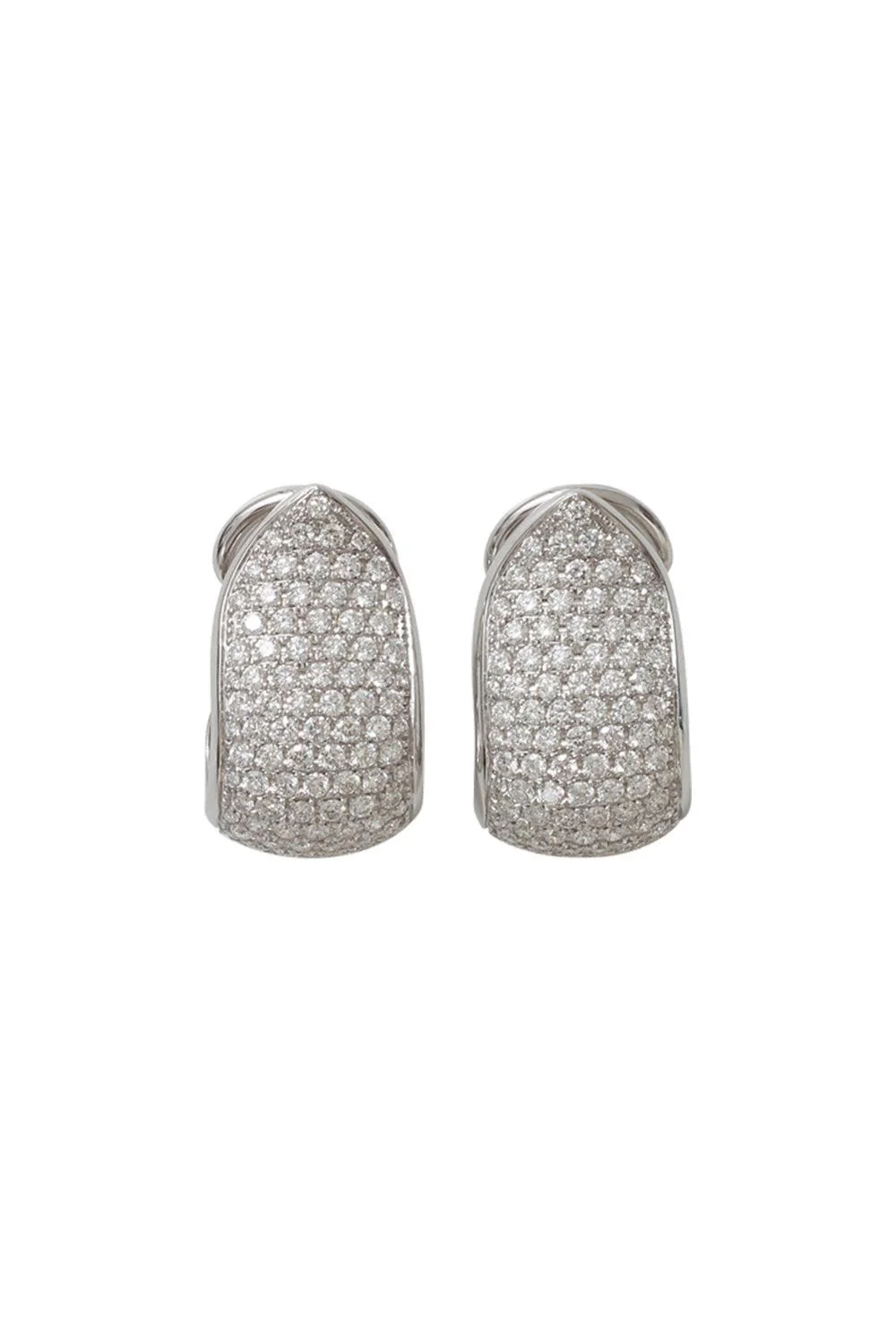 Large Diamond Clip Hoop Earrings - White Gold