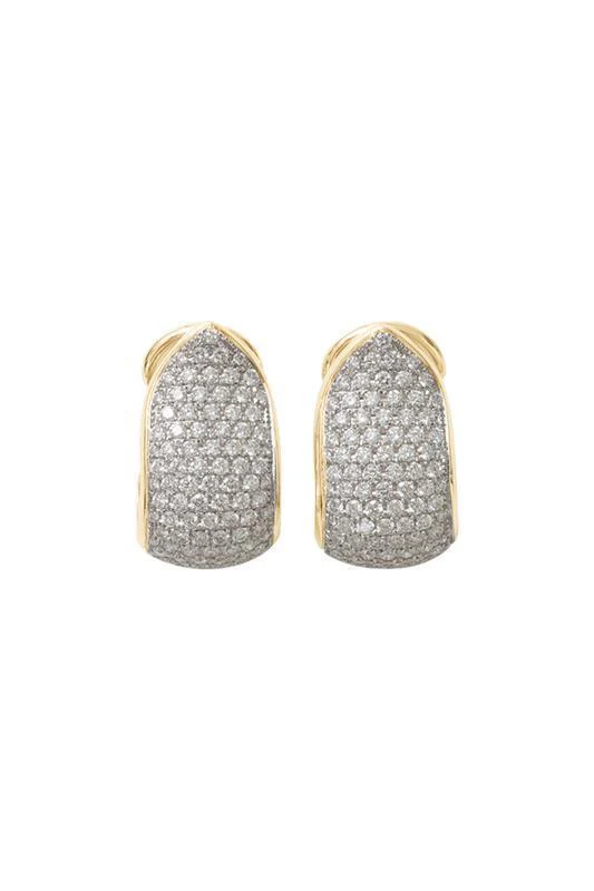 Large Diamond Clip Hoop Earrings - Yellow Gold