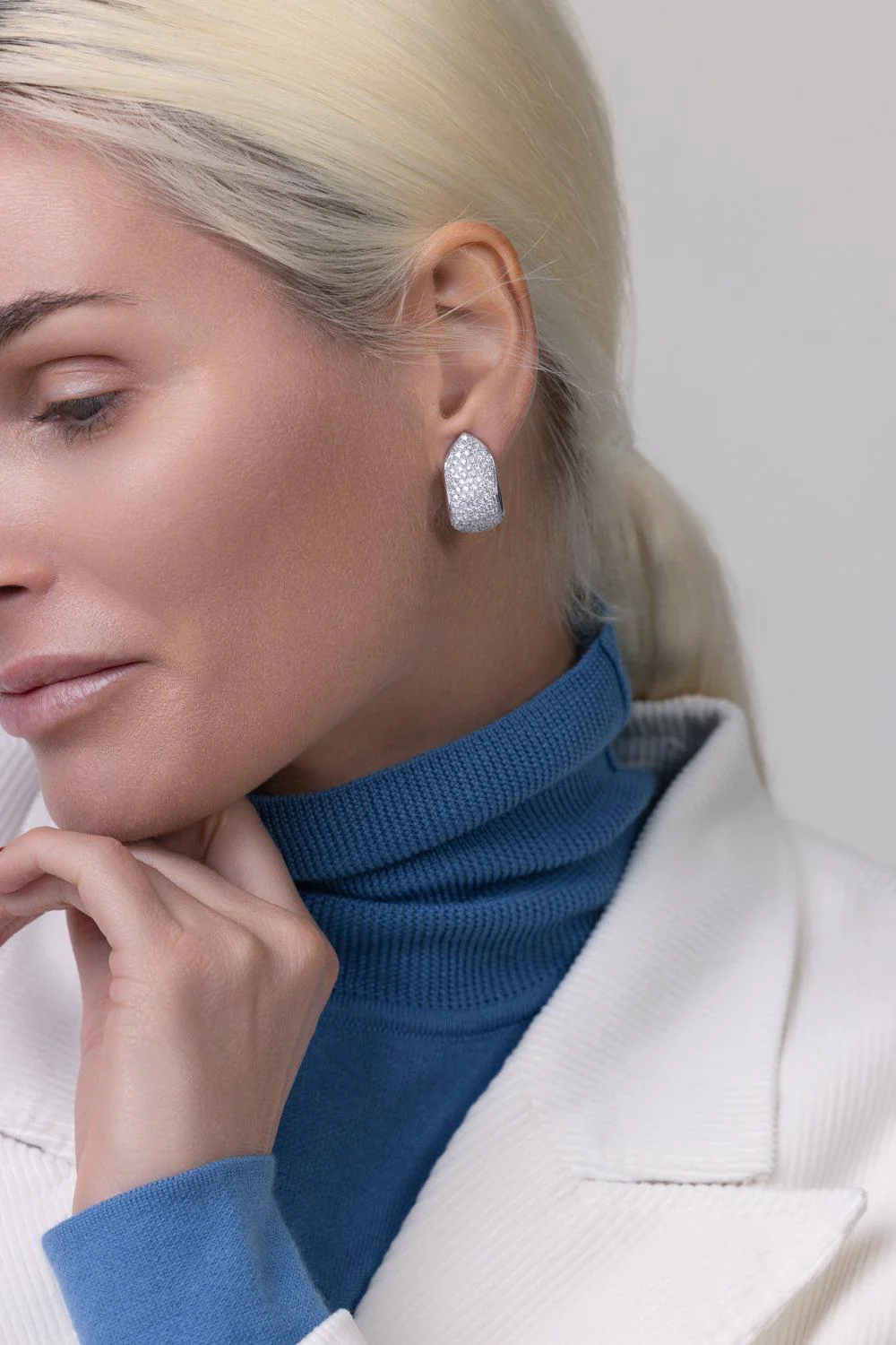 Large Diamond Hoop Earrings - Image 3