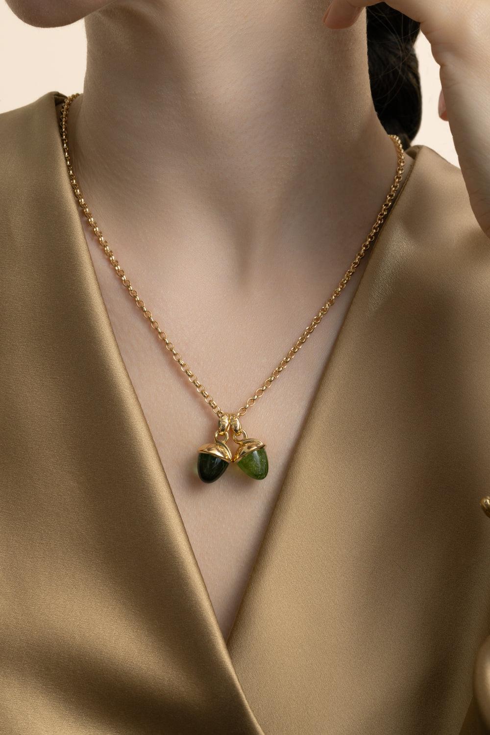 Green tourmaline Mikado Pendant - Image 2