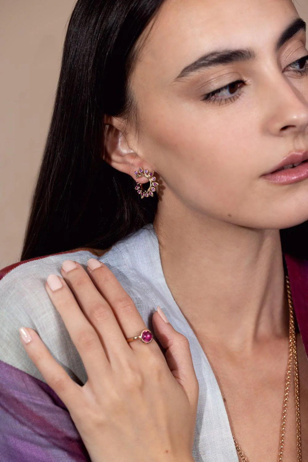 Pink Tourmaline Small Bouton Ring - Image 3