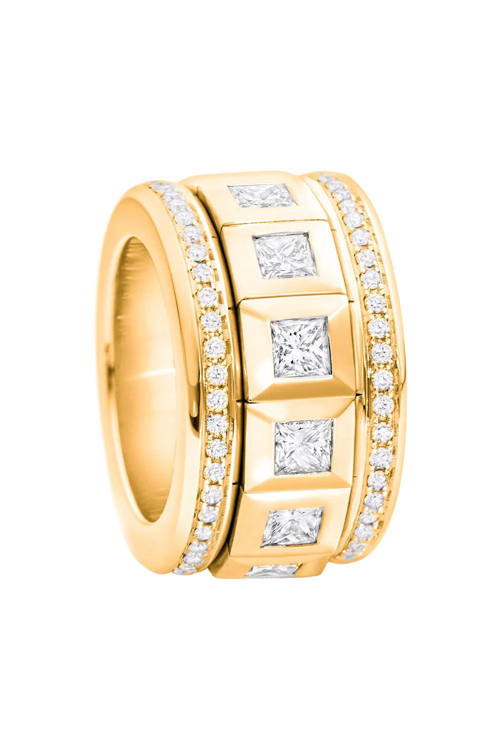 Princess Diamond Pave Ring - Yellow Gold