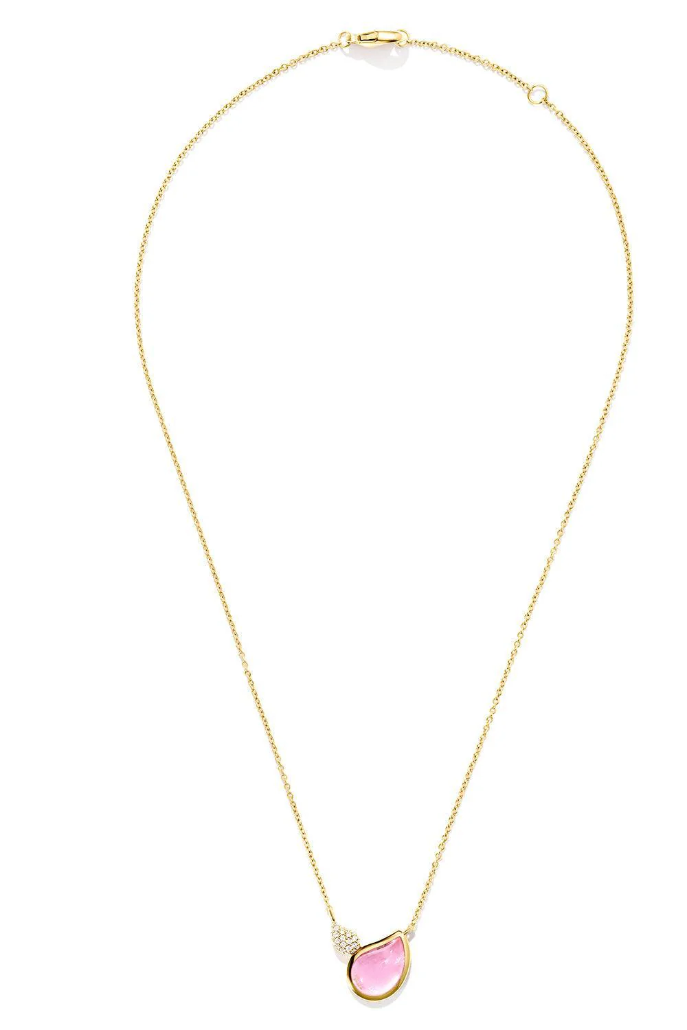 Rose Tourmaline Diamond Signature 2 Drop Necklace