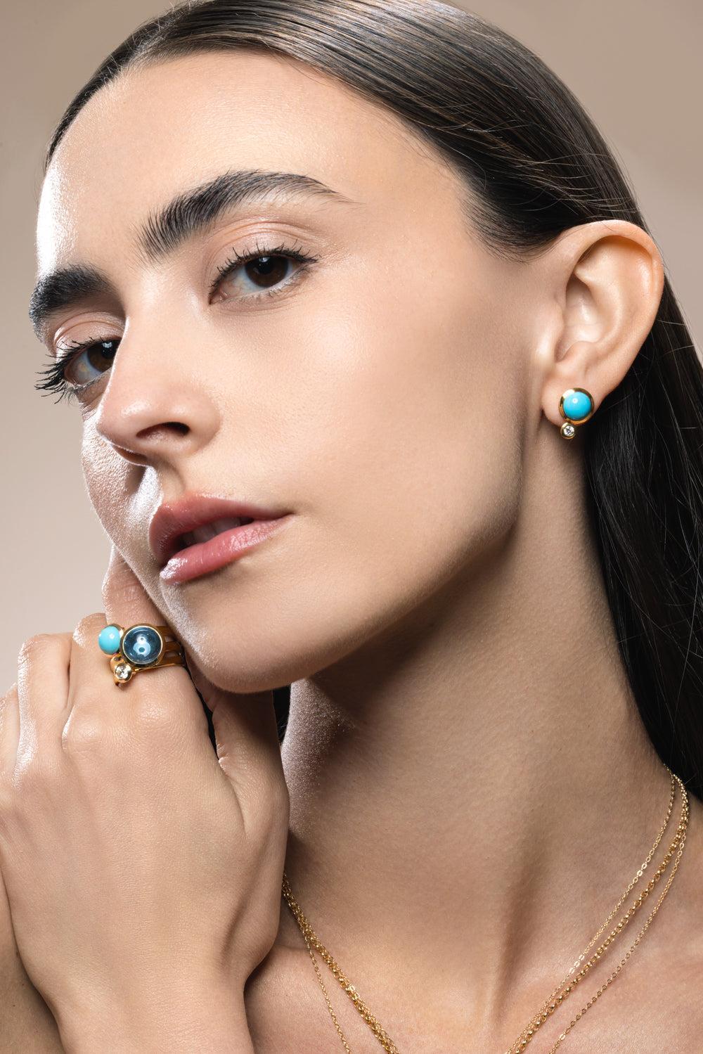 Turquoise Bouton Earrings - Image 4