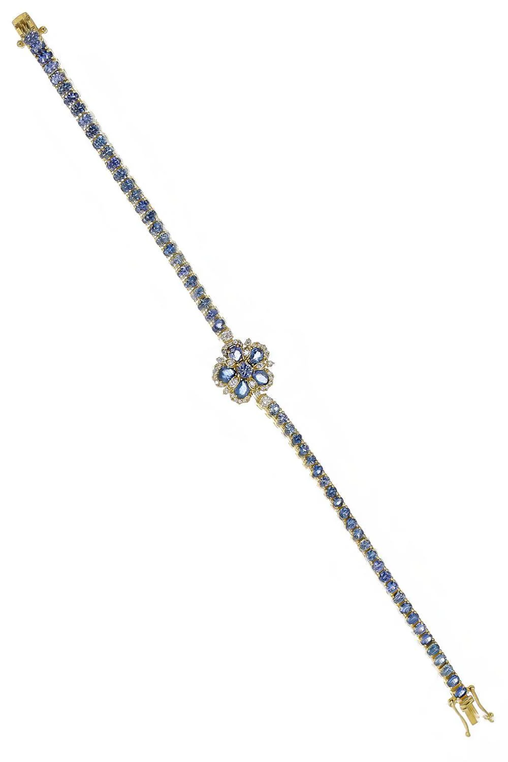 Blue Sapphire Flower Station Jasmine Bloom Tennis Bracelet