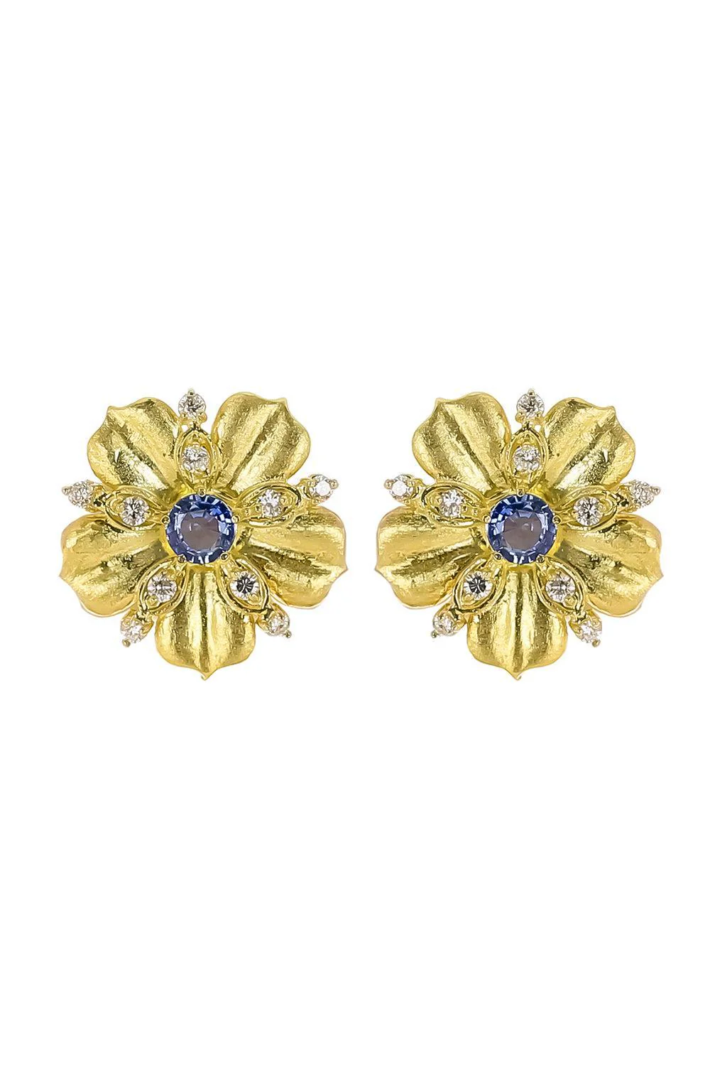 Ceylon Sapphire Diamond Jasmine Bloom Tala Earrings