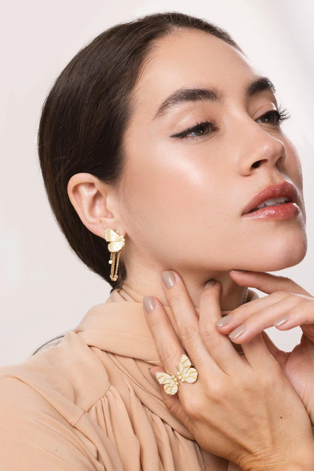 Diamond Butterfly Half Wing Earrings - Image 2