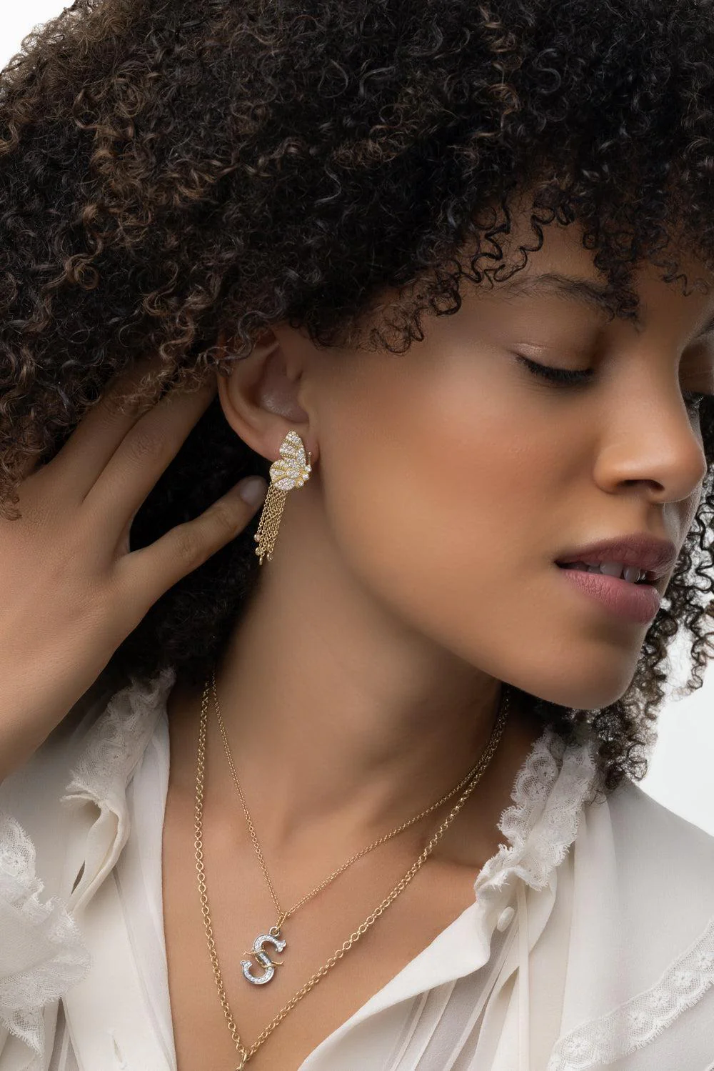 Diamond Butterfly Wing Earrings - Image 3