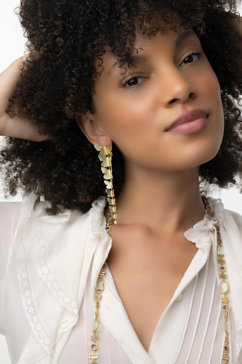 Diamond Cascading Butterfly Earrings - Image 6