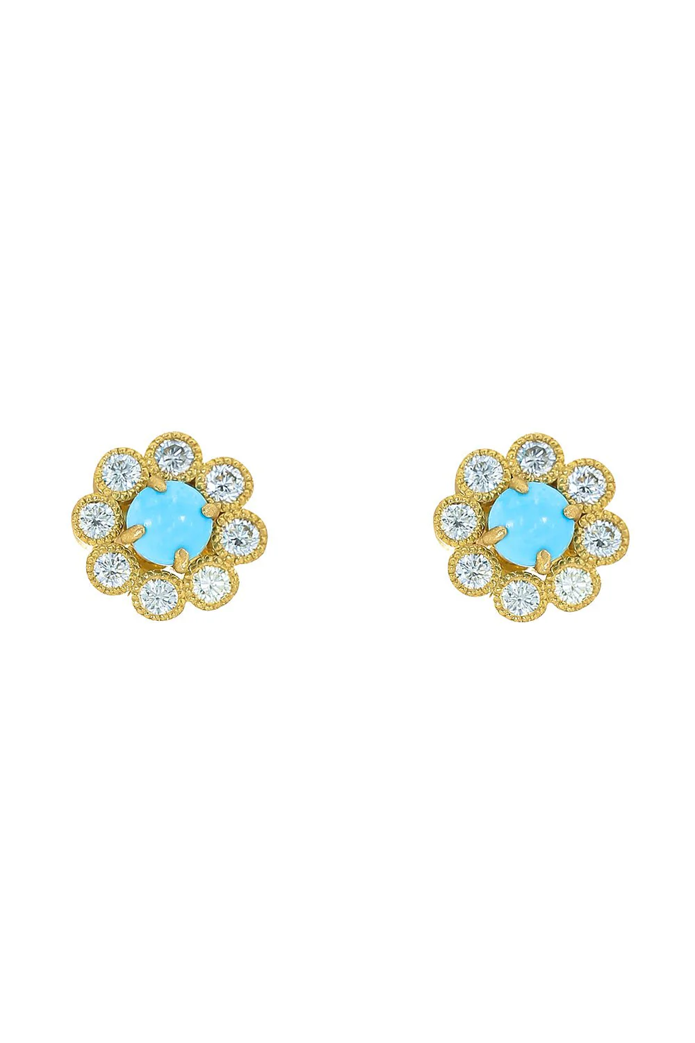 Diamond Turquoise Bezel Halo Jacket Earrings