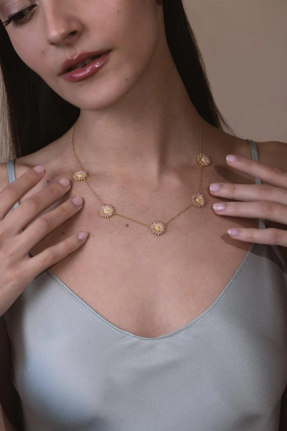 Five Diamond Daisy Necklace - Image 2