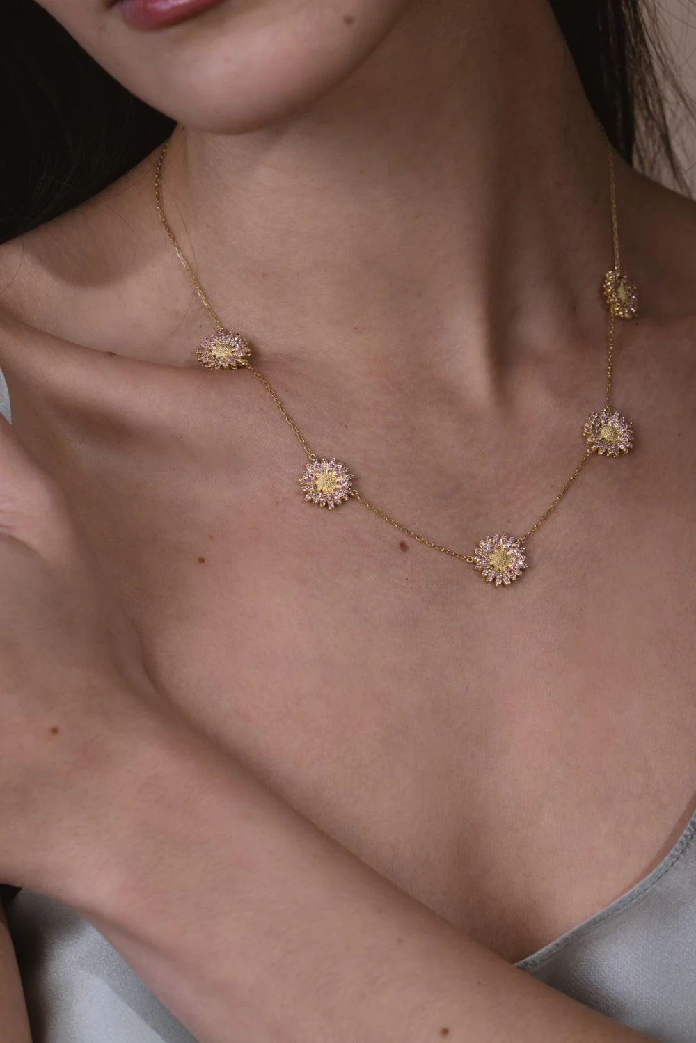 Five Diamond Daisy Necklace - Image 3