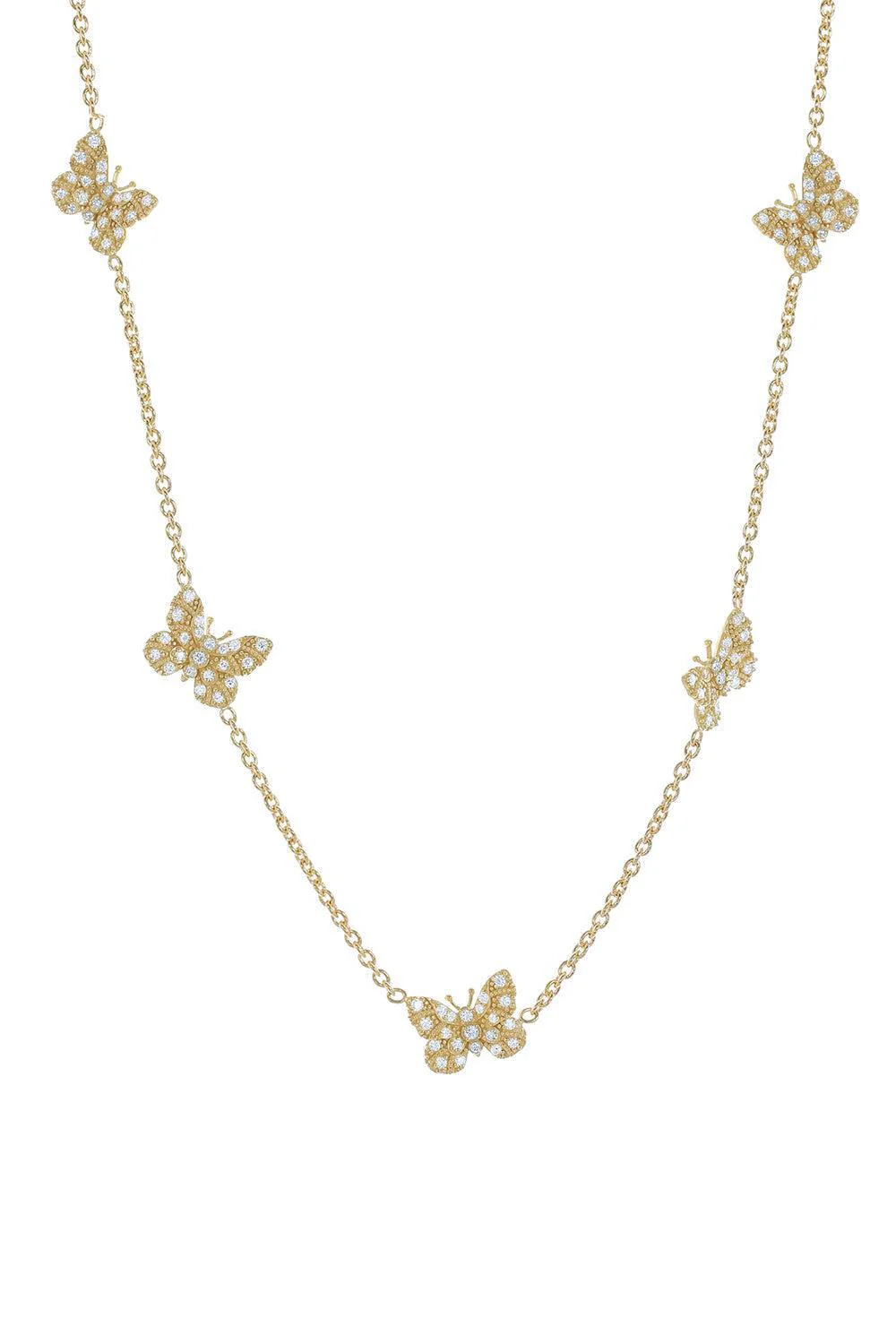 Five Station Diamond Butterfly Necklace